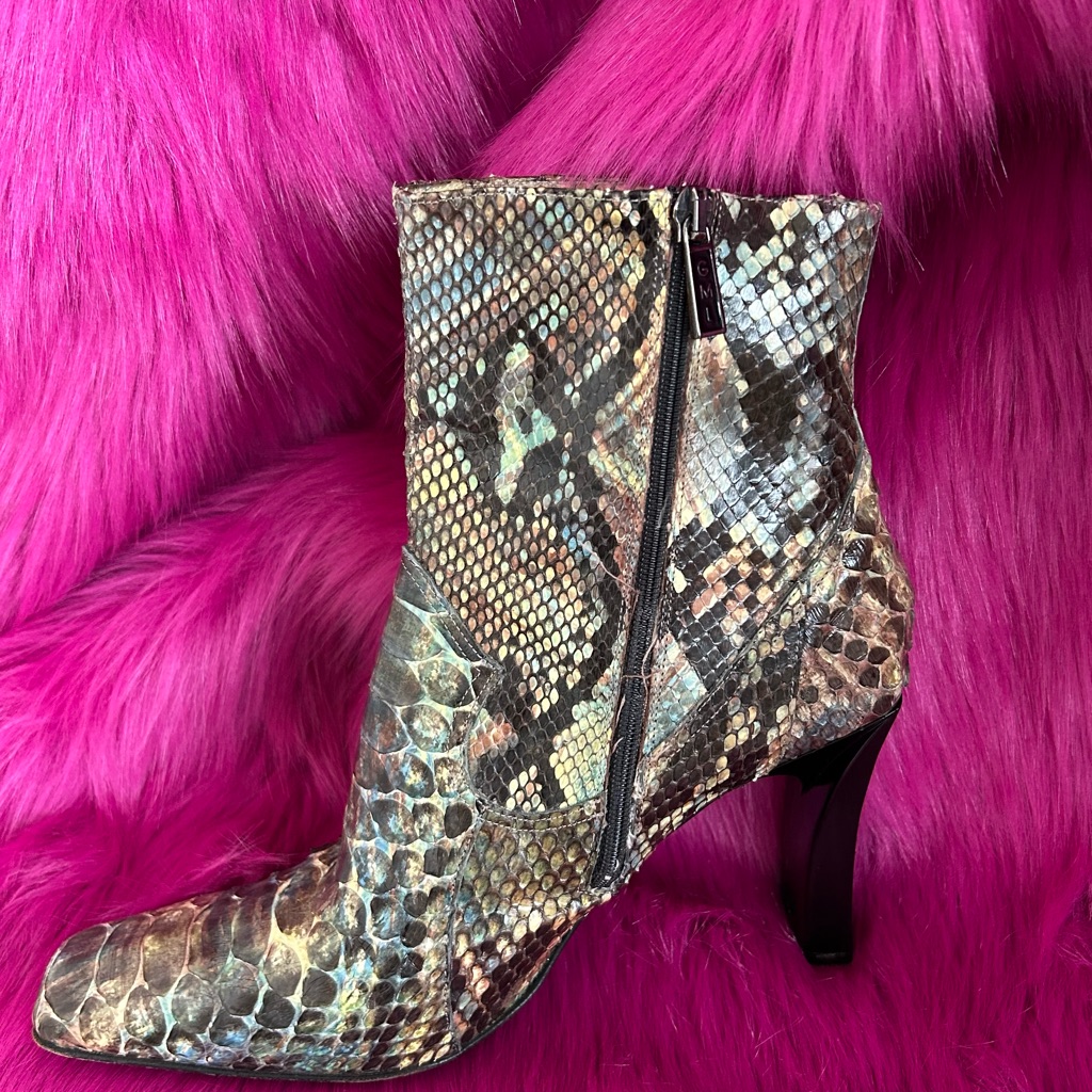 Gianmarco Lorenzi Snakeskin Python Ankle Booties Size 40